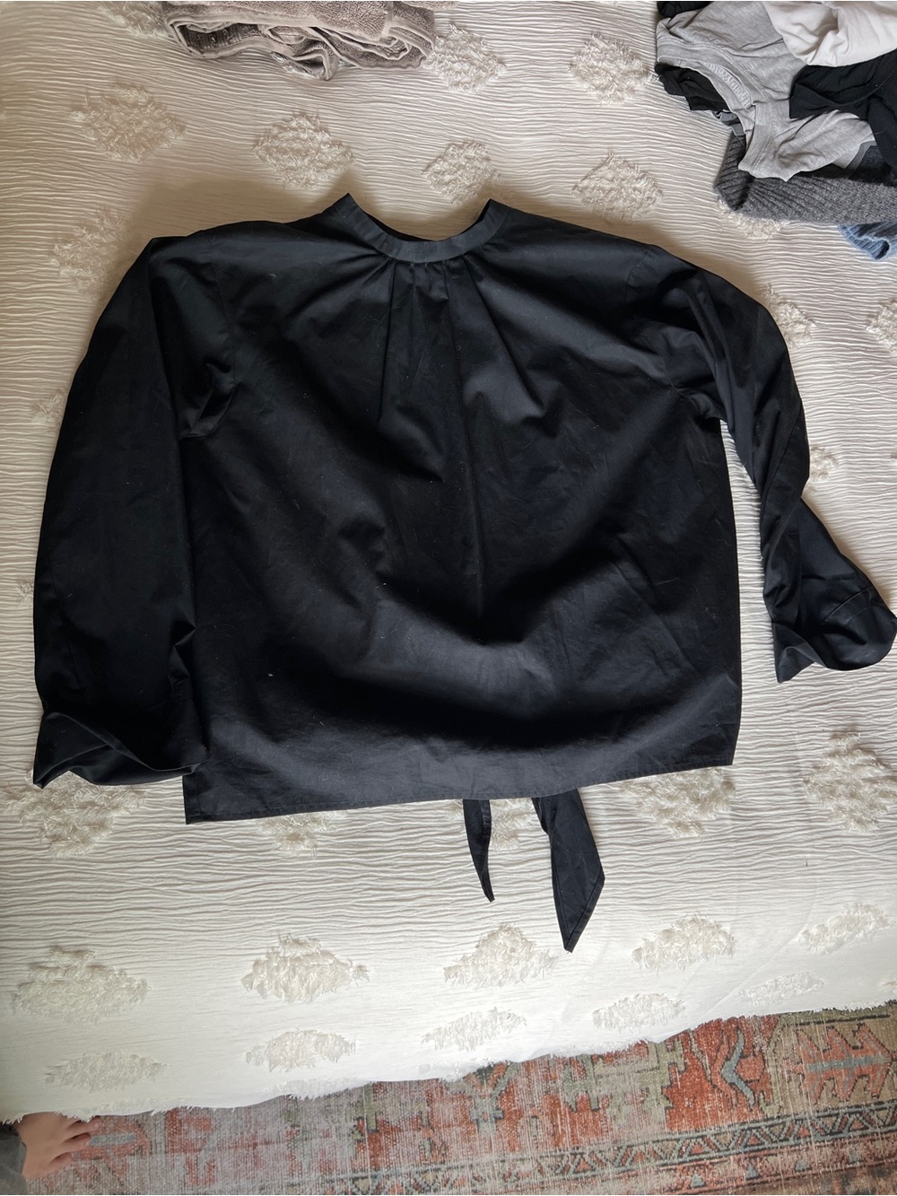 Maje Black Long-Sleeve Tie-Back Shirt